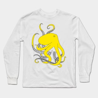 Yellow hand drawn illustration of an octopus Long Sleeve T-Shirt